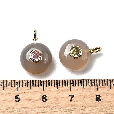 Natural Grey Agate Flat Round Pendants G-H318-01G-A-04-1