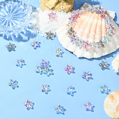 100Pcs 10 Colors Starfish Handmade Glass Beads GLAA-SC0002-80B-1