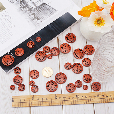 40Pcs 4 Style Flat Round 2-hole Basic Sewing Button FIND-GF0004-85B-1