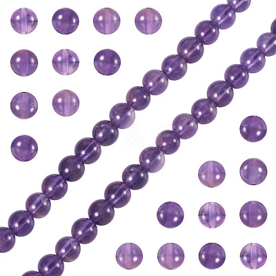 1 Strand Natural Amethyst Round Bead Strands G-TA0002-47-1