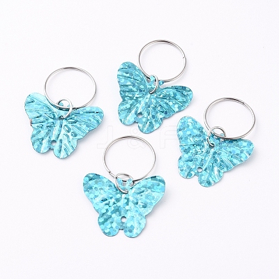 Plastic Paillette/Sequin Hair Braid Rings Pendants KEYC-TAC0001-02D-1