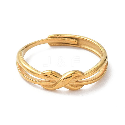 Ion Plating(IP) 304 Stainless Steel Infinity Adjustable Rings RJEW-D006-17G-1