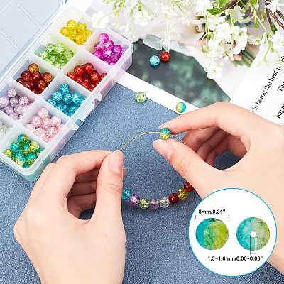 Spray Painted Transparent Crackle Glass Beads CCG-PH0003-11A-1