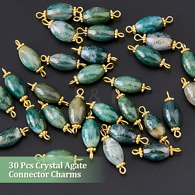 30Pcs Natural Moss Agate Connector Charms FIND-DC0003-54-1