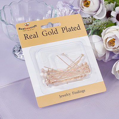 40Pcs 2 Styles Brass Heart & Star Head Pins KK-BBC0009-53-1