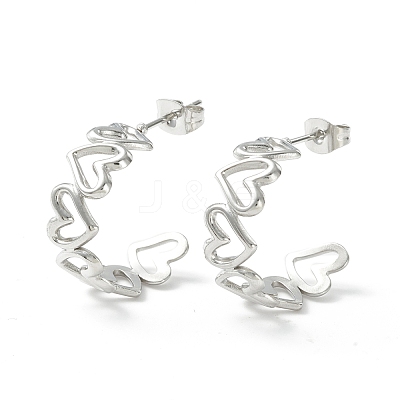 Non-Tarnish 304 Stainless Steel C-shape Stud Earrings EJEW-P197-01P-1