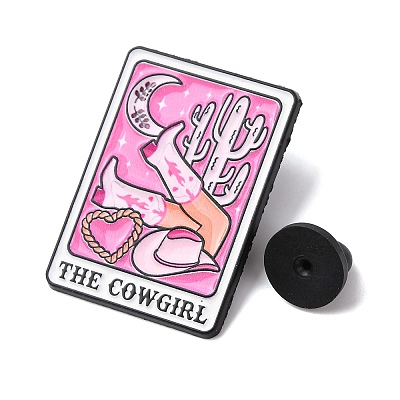 Rectangle with The Cowgirl Enamel Pins JEWB-A038-03EB-1