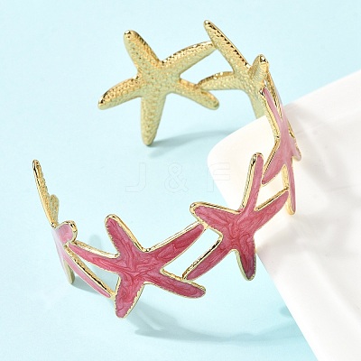 304 Stainless Steel Enamel Cuff Bangles for Women BJEW-D408-34G-1