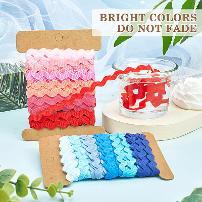 4 Cards 2 Styles Polyester Wavy Fringe Trim Ribbon DIY-GF0009-48H-1