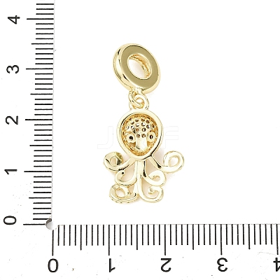 Brass Micro Pave Clear Cubic Zirconia Sea Animal European Dangle Charms LS-KK-B159-04G-01-1