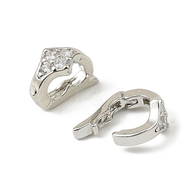 Brass Micro Pave Clear Cubic Zirconia Fold Over Clasps KK-C107-11P-1