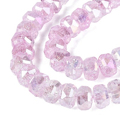Electroplate Transparent Crackle Glass Beads Strands EGLA-Q135-01A-B05-1