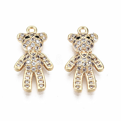 Brass Micro Pave Clear Cubic Zirconia Pendants KK-T056-80G-NF-1