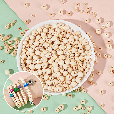 3000Pcs 3 Styles Unfinished Wood Beads WOOD-GA0001-56-1