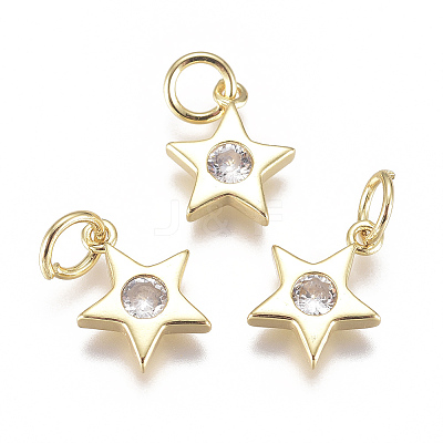 Brass Micro Pave Cubic Zirconia Charms X2-ZIRC-F111-09G-08-1