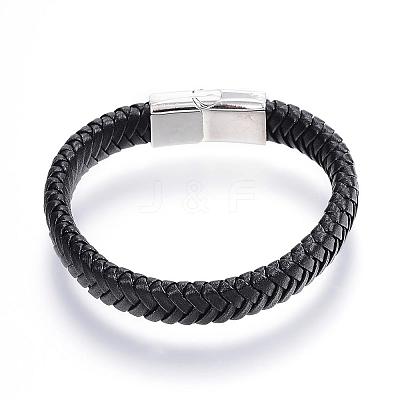 Braided Leather Cord Bracelets BJEW-P099-05B-1