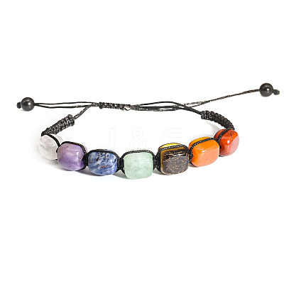 Adjustable Natural Mixed Stone Braided Bead Bracelet PW-WG79067-03-1