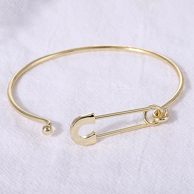 Paper Clip Shaped Brass Cuff Bangles for Women FS-WG1BAA8-01-1