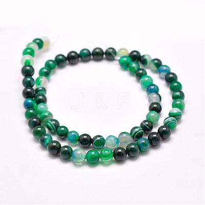 Natural Striped Agate/Banded Agate Bead Strands G-G962-8mm-05-1