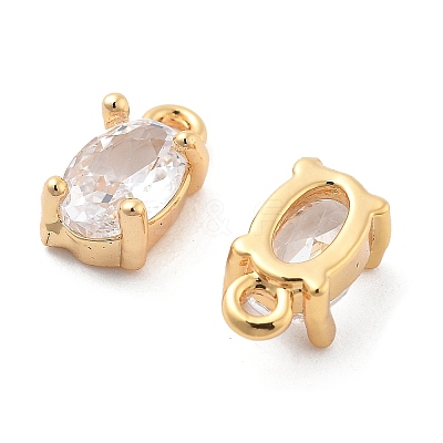 Brass Micro Pave Clear Cubic Zirconia Charms KK-G516-28G-1
