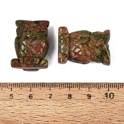 Natural Unakite Owl Figurine DJEW-N005-05C-1