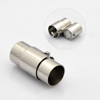 Tarnish Resistant Column 304 Stainless Steel Locking Tube Magnetic Clasps STAS-N014-25-4mm-1