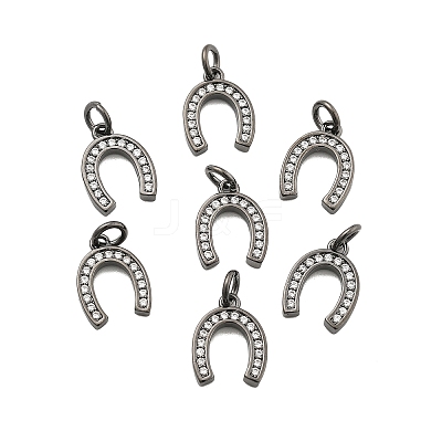 CZ Brass Micro Pave Cubic Zirconia Horse Shoe Charms ZIRC-L018-13B-1