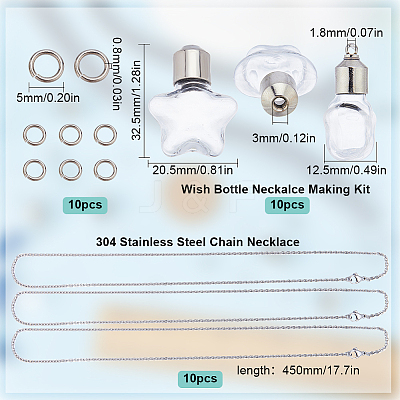 DIY Wish Bottle Necklace Making Kit GLAA-SC0001-85B-1