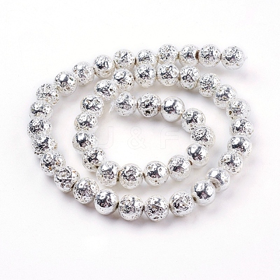 Electroplated Natural Lava Rock Bead Strands G-E429-01-8mm-1