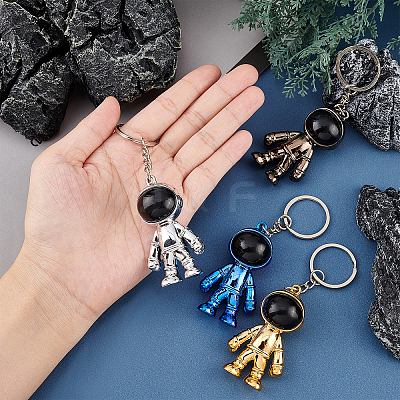 4Pcs 4 Colors Plastic Astronaut Keychains KEYC-PH0001-59-1