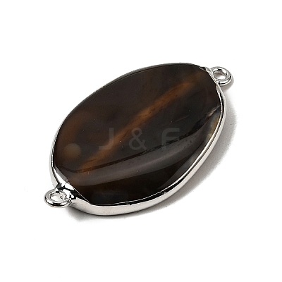 Natural Agate(Dyed & Heated) Oval Links Connector Charms G-P614-06P-06-1