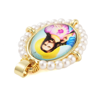 Rack Plating Brass Enamel Pendants KK-C056-07G-1