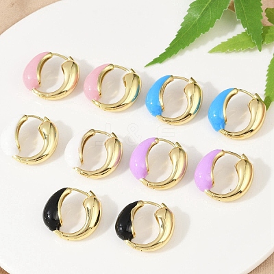 Brass Enamel Stud Earrings EJEW-M082-03G-1