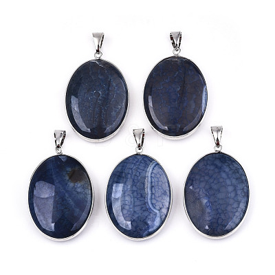 Natural Crackle Agate Pendants G-N326-54-1