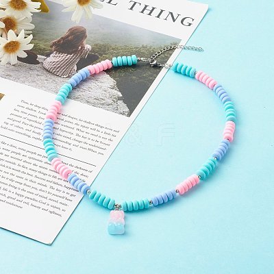 Polymer Clay Beaded Necklaces NJEW-JN03585-05-1