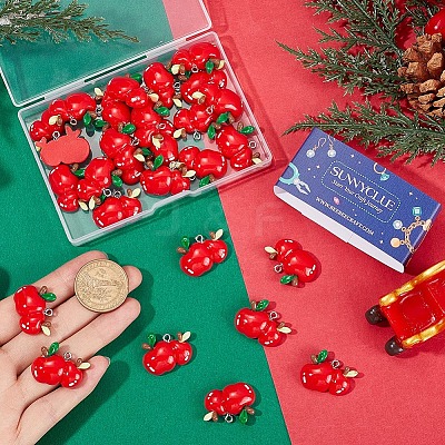 30Pcs Christmas Theme Plastic Pendants FIND-SC0011-39-1