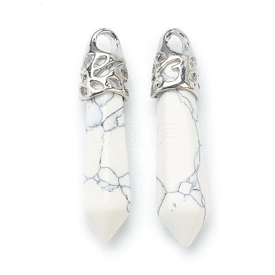 Bullet Natural Howlite Pointed Pendants G-E332-C29-1