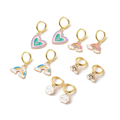 Colorful Alloy Enamel Dangle Hoop Earrings for Women EJEW-JE04776-1