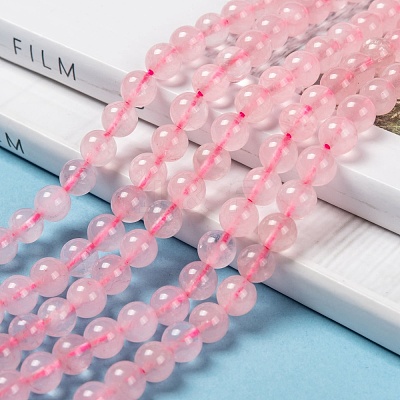 Natural  Rose Quartz Beads Strands G-L104-6mm-01-1