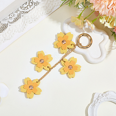 1Pc PU Leather Flower Pendant Decorations HJEW-CL0001-25-1