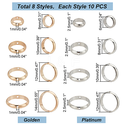 8 Bags 8 Style Brass Bead Frame KK-PH0009-48-1