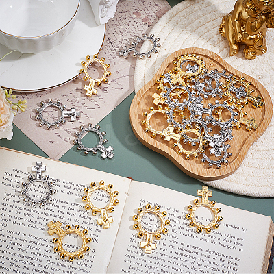 30Pcs 2 Colors One Decade Rosary Zinc Alloy Big Pendants FIND-PH0028-95-1