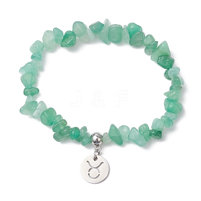 Natural Green Aventurine Chip Beaded Stretch Bracelets BJEW-JB11133-04-1
