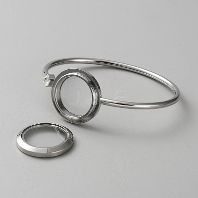304 Stainless Steel Open Cuff Bangles for Women BJEW-WH20008-08P-1