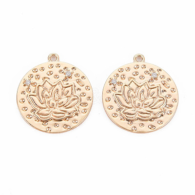 Brass Micro Pave Clear Cubic Zirconia Pendants KK-S364-168-1
