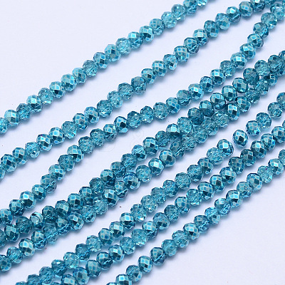 Faceted Rondelle Transparent Painted Glass Beads Strands X-DGLA-J001-C10-2mm-1