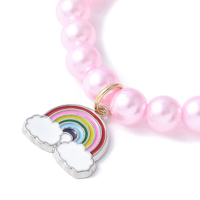 3Pcs 3 Colors ABS Plastic Imitation Pearl Beads Stretch Bracelets BJEW-JB11585-1