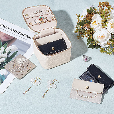 Portable Imitation Leather Jewelry Storage Zipper Boxs with 4 Insert Bags CON-WH0202-001B-1