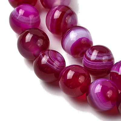 Natural Banded Agate Beads Strands G-I392-A01-6mm-01-1