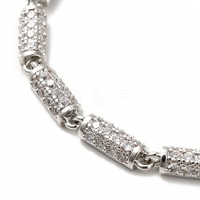 Clear Cubic Zirconia Column Link Chain Bracelet BJEW-E073-01P-1